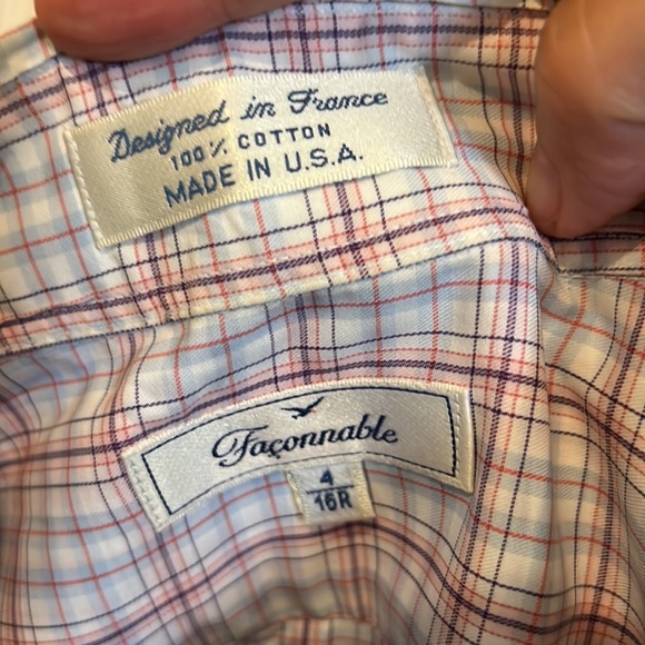 Faconnable Mens Button-down Plaid Dress Shirt - Picture 6 of 6